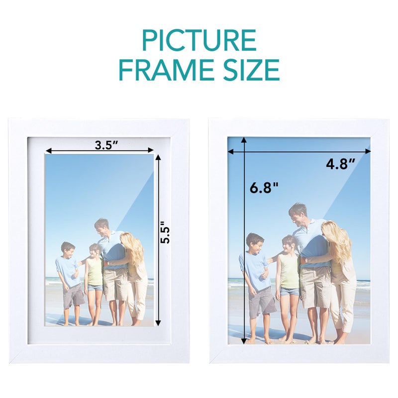TWING 5x7 Picture Frame White Displays 4x6 Photo Frame with Mat or 5x7 Inch Without Mat,Made of Plexiglass, MDF Wood, Table Top Display and Wall Mounting, Ideal Gift to Family and Friends - Image 2